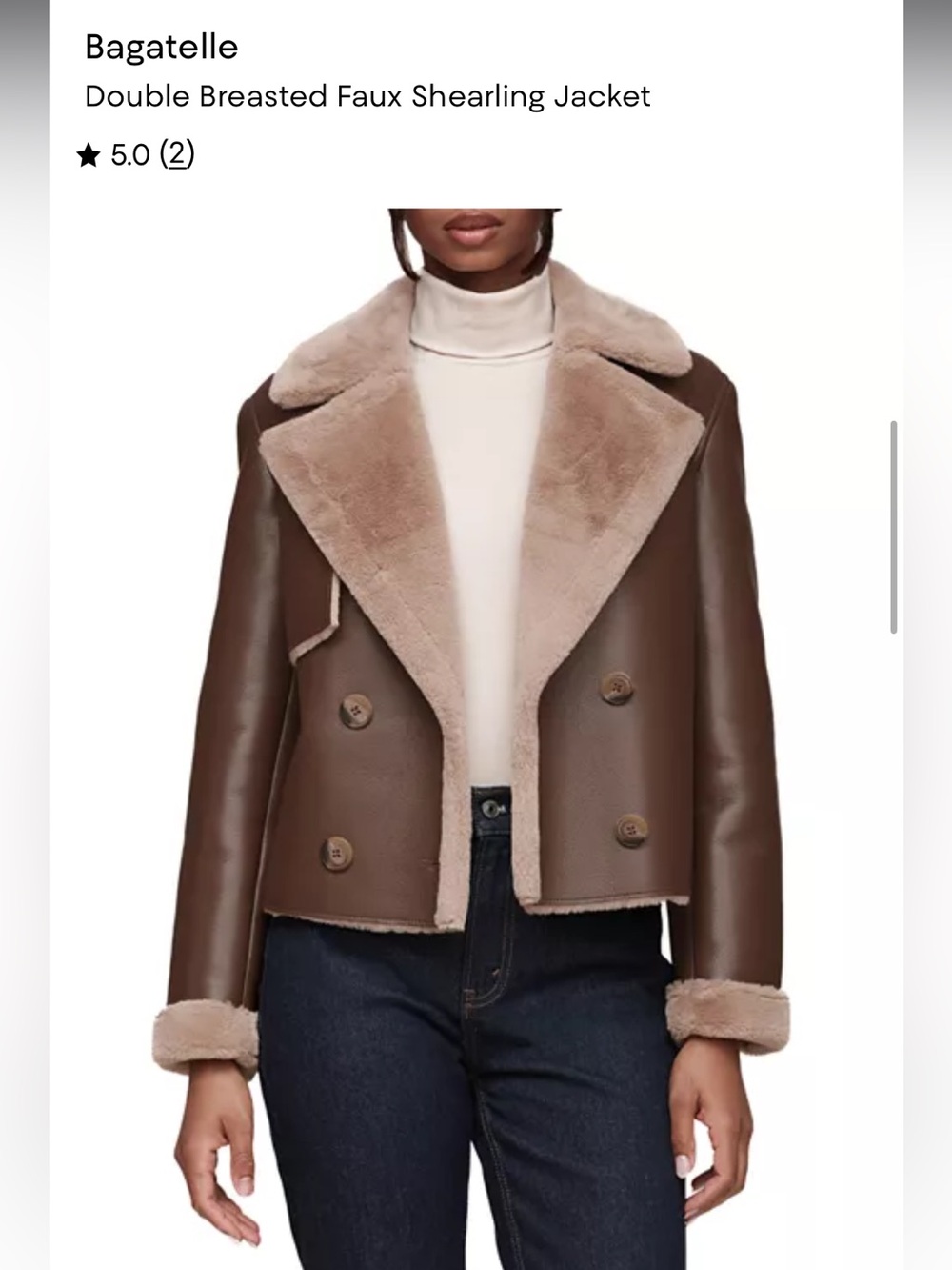 Bagatelle Double Breasted Faux Shearling Jacket